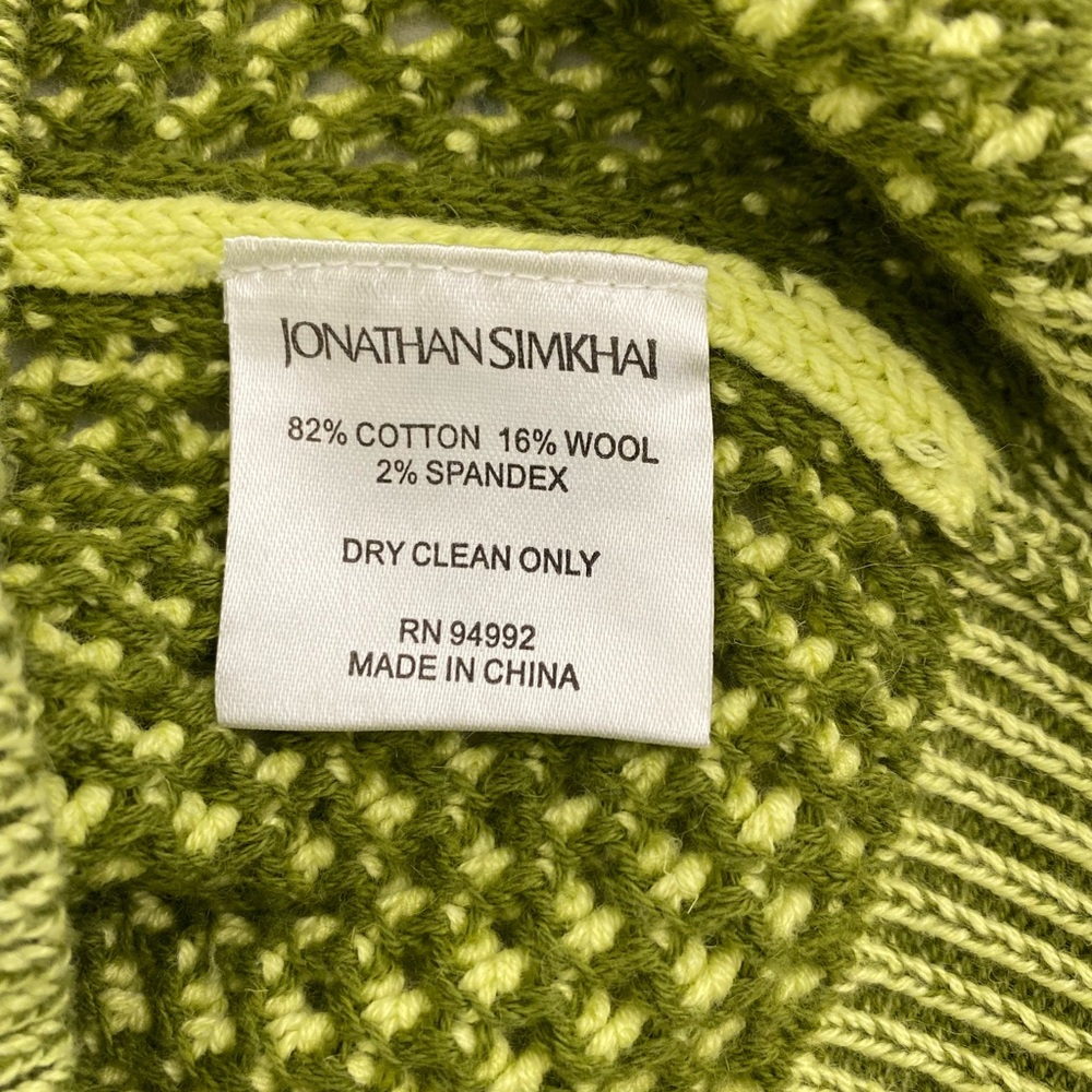 NWT Jonathan Simkhai Ariella Cotton Blend Sweater In Lime Green Sz S - Picture 15 of 15